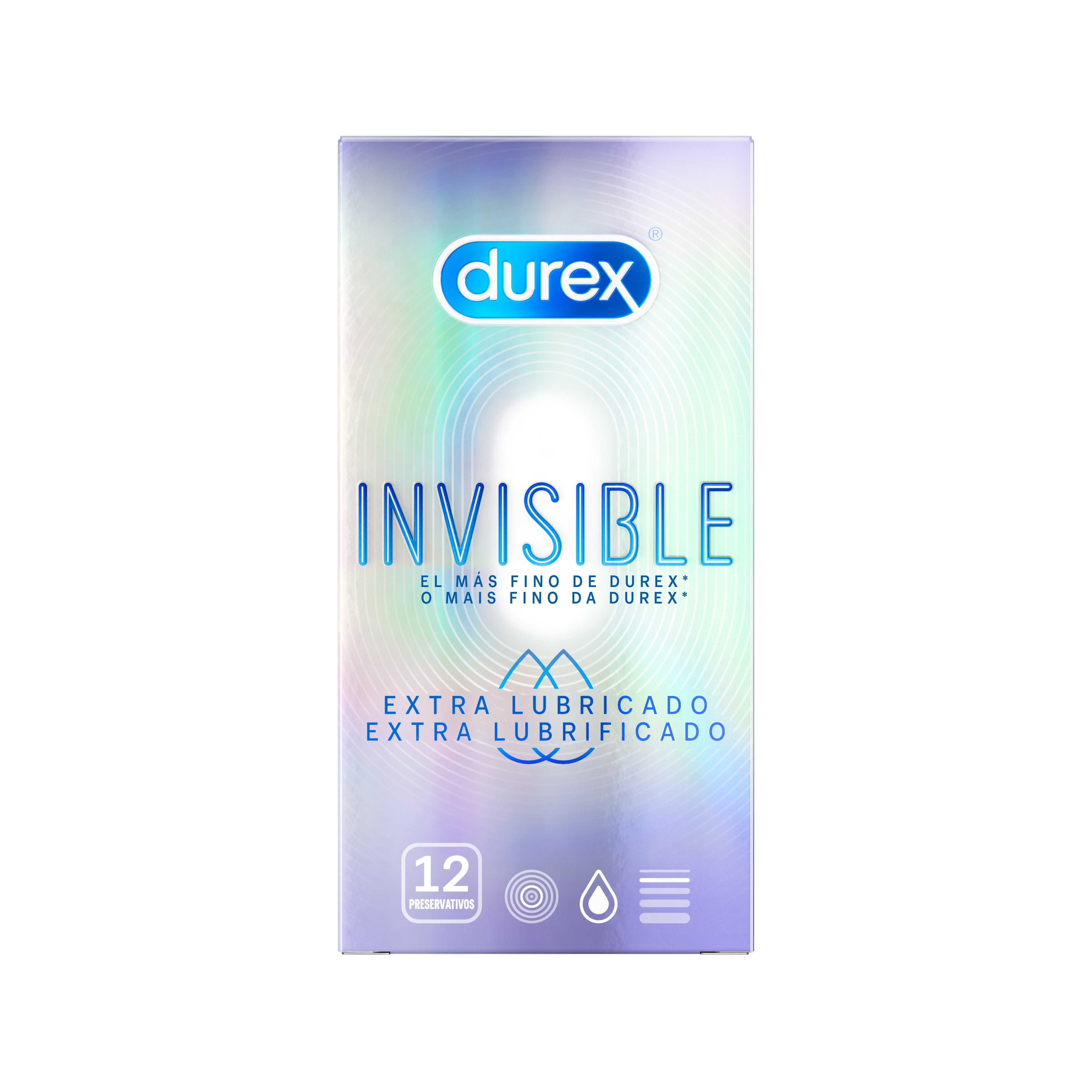 DUREX INVISIBLE EXTRA LUBRICADO 12 U